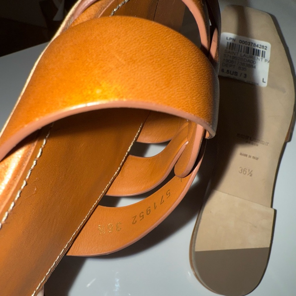 ✨ NWT Authentic Saint Laurent Women's Tan Slide Sandals ✨ - Picture 5 of 7